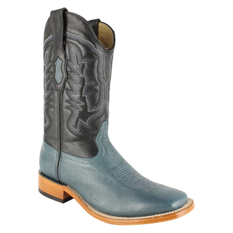Men's Los Altos Boots #8279714 Wide Square Toe | Genuine Smooth Ostrich Leather Boots | Blue Jean Color