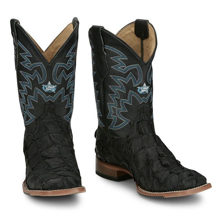 Justin Boots Men's Footwear Western Exotic Ocean Front 11" Pirarucu Color Inky Black (#GR5708)