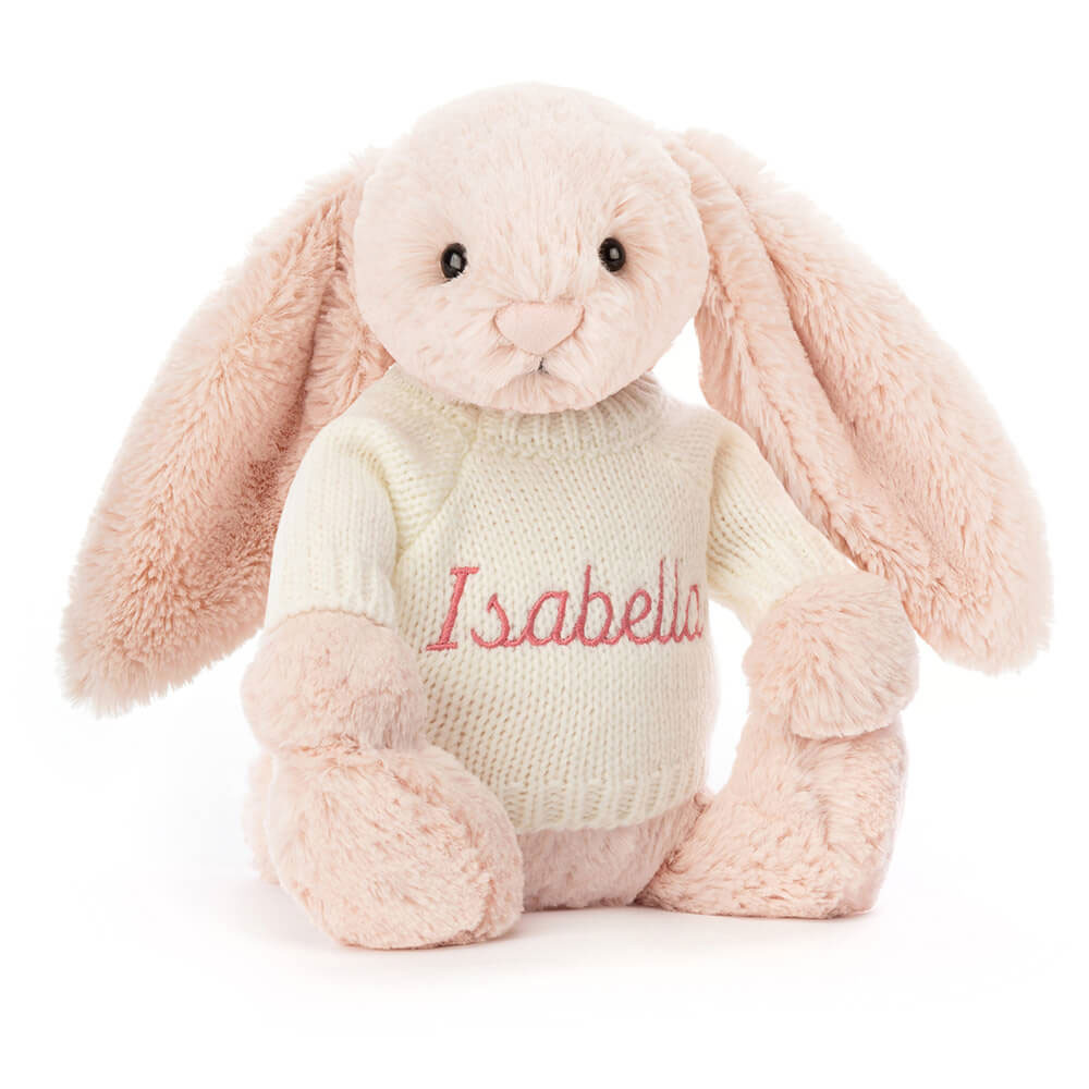 Bashful Blush Bunny with Personalised Cream Jumper, View 4