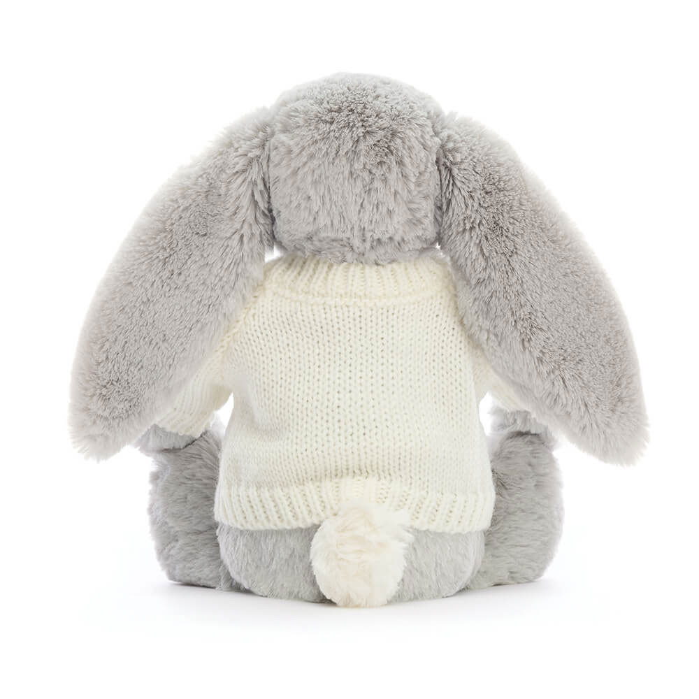 Bashful Silver Bunny with Personalised Cream Jumper, View 3