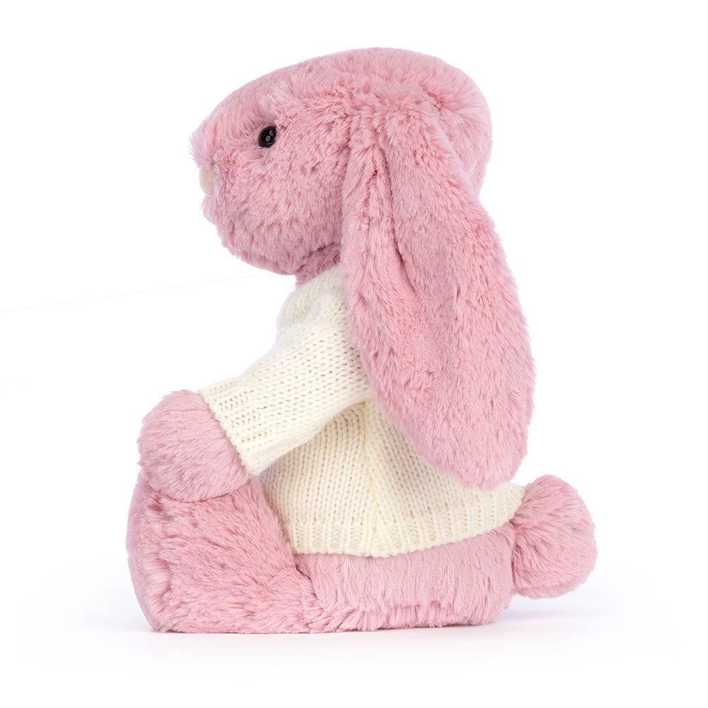 Bashful Tulip Pink Bunny with Personalised Cream Jumper, View 2