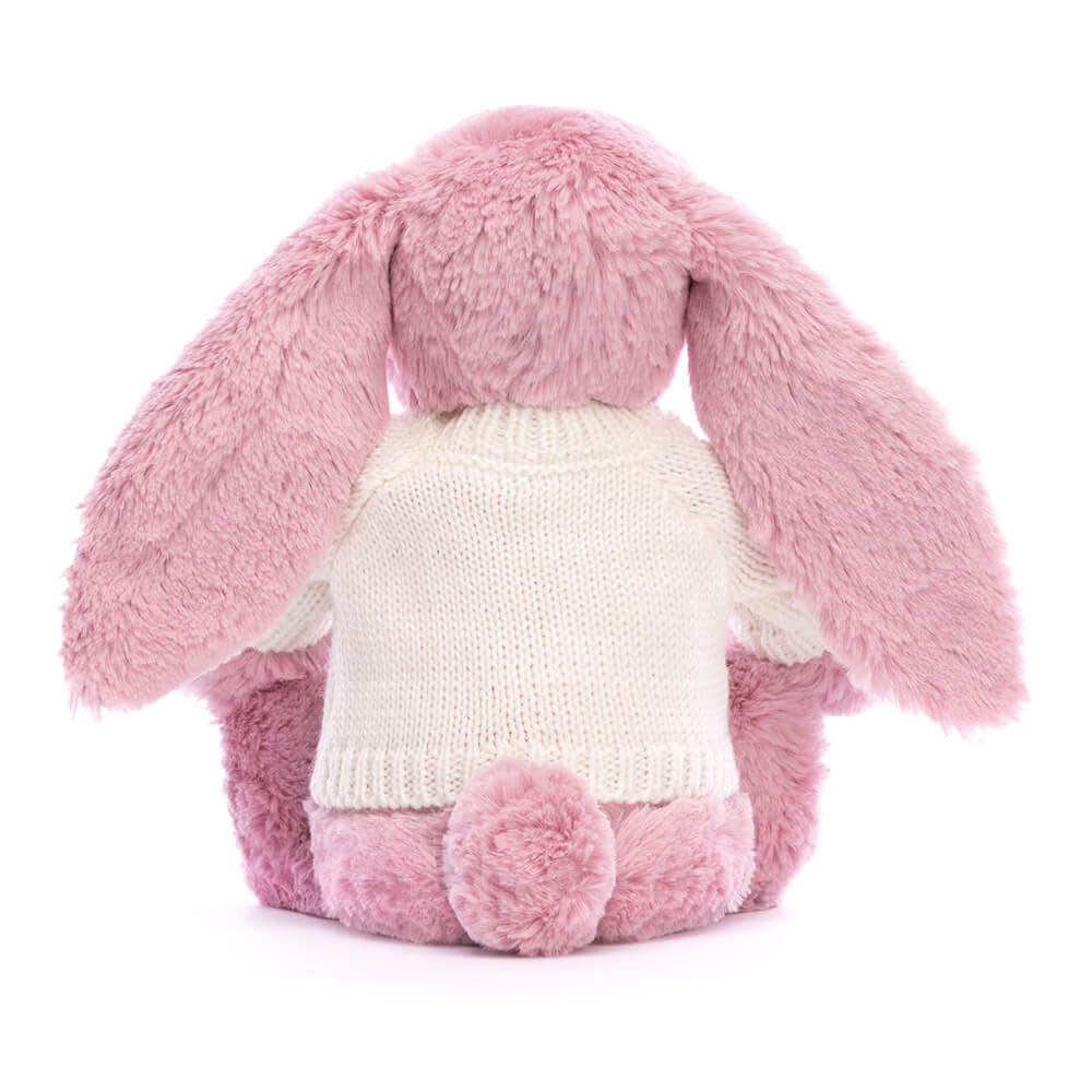 Bashful Tulip Pink Bunny with Personalised Cream Jumper, View 3