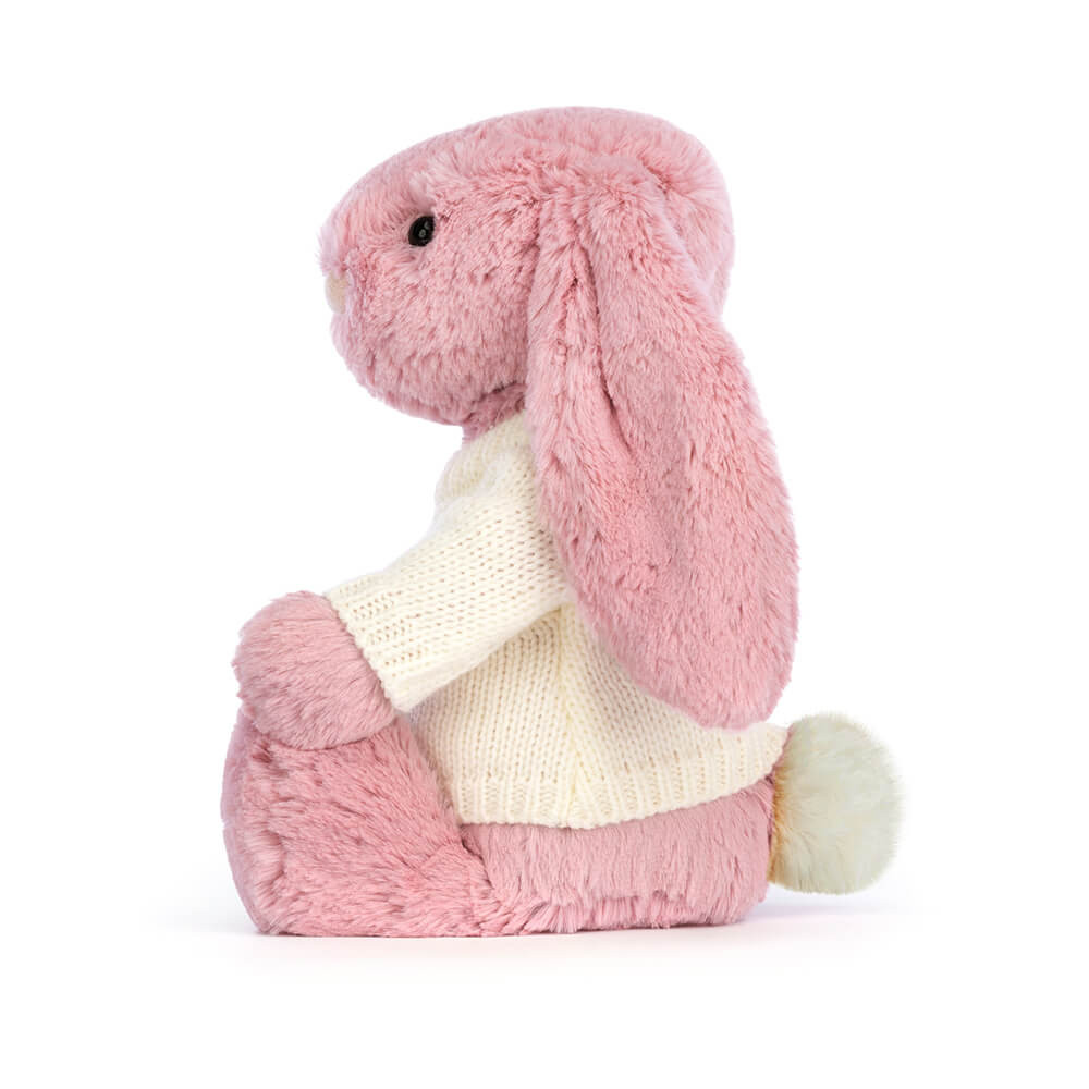 Bashful Tulip Pink Bunny with Personalised Cream Jumper - Official