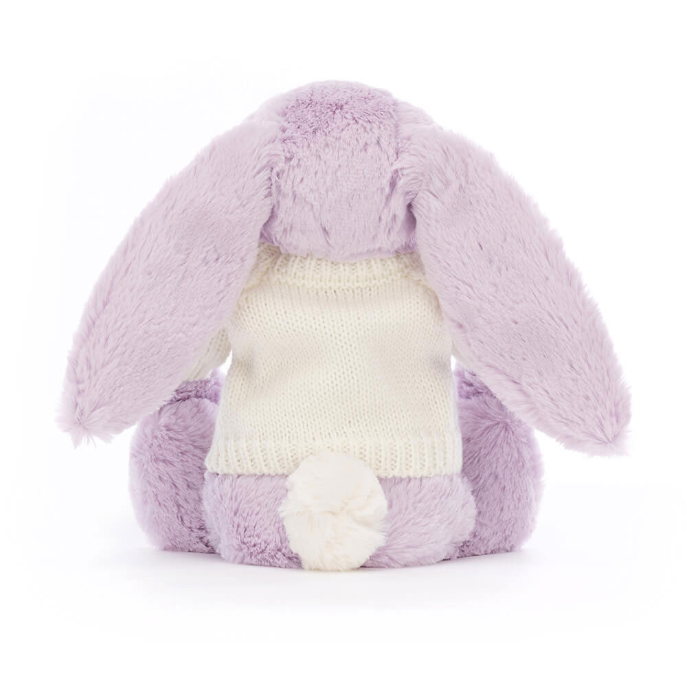 Bashful Lilac Bunny with Personalised Cream Jumper, View 3
