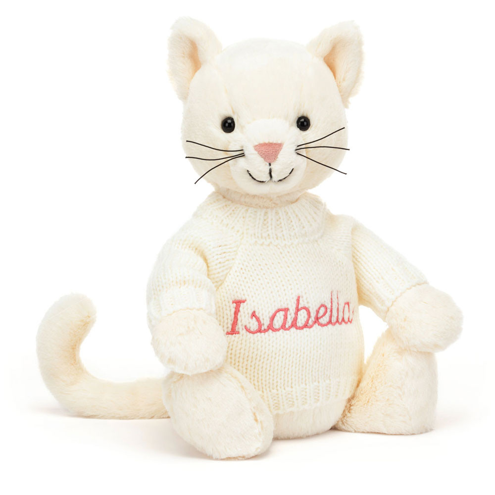 Bashful Cream Kitten with Personalised Cream Jumper - Official