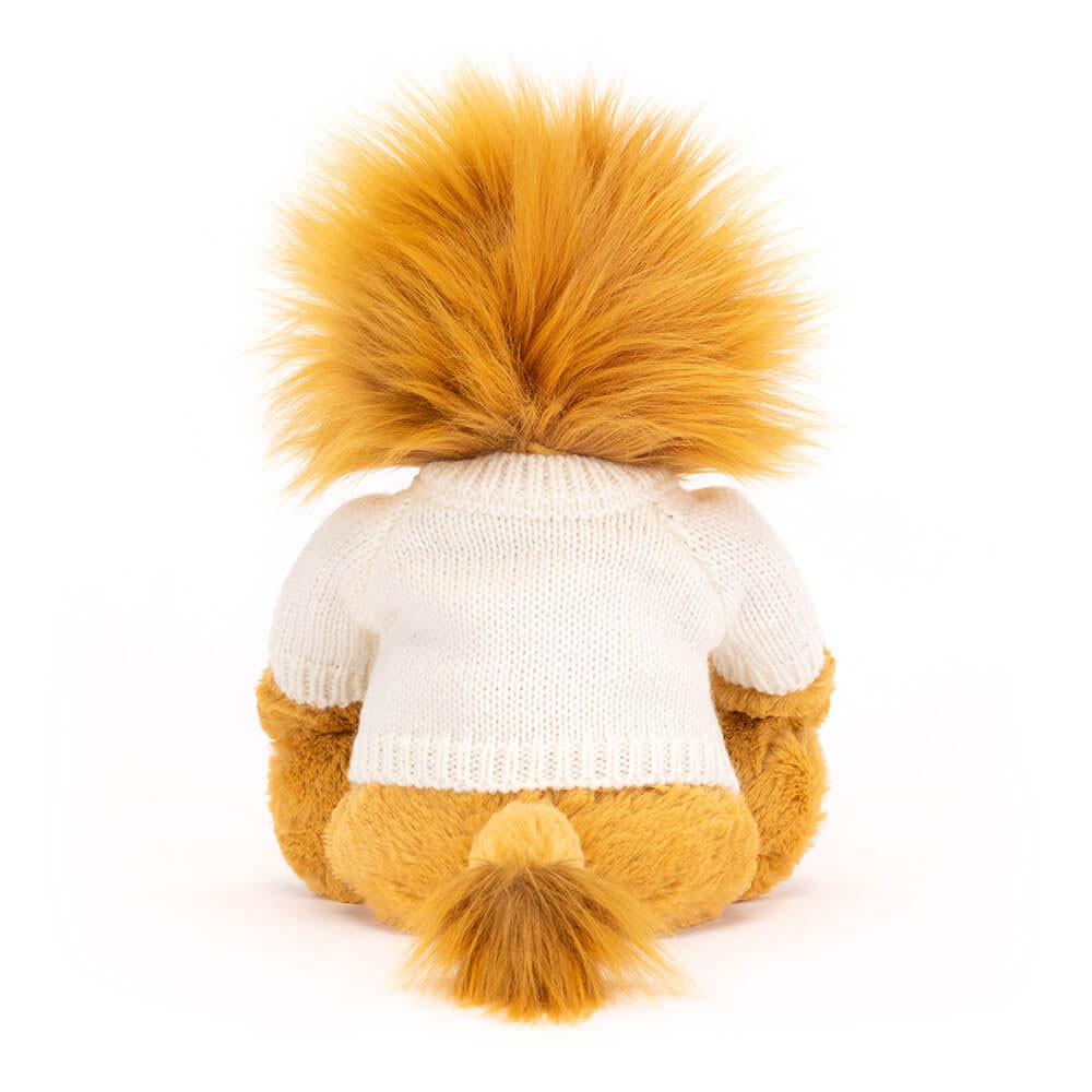 Bashful Lion with Personalised Cream Jumper, View 3