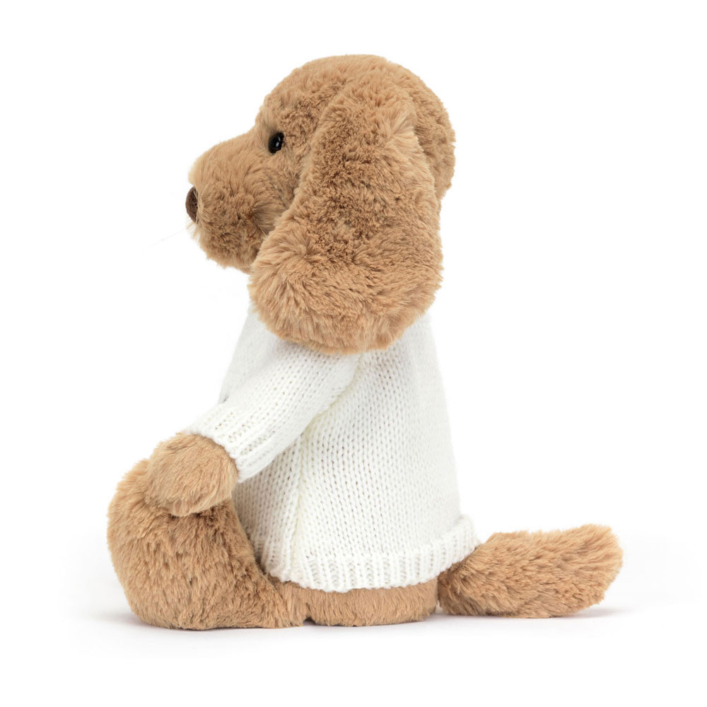 Bashful Toffee Puppy with Personalised Cream Jumper, View 2