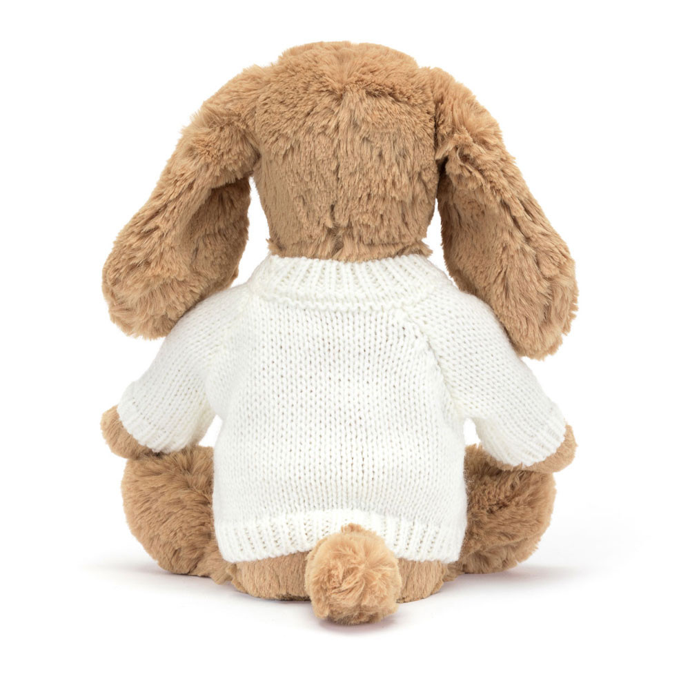 Bashful Toffee Puppy with Personalised Cream Jumper, View 3