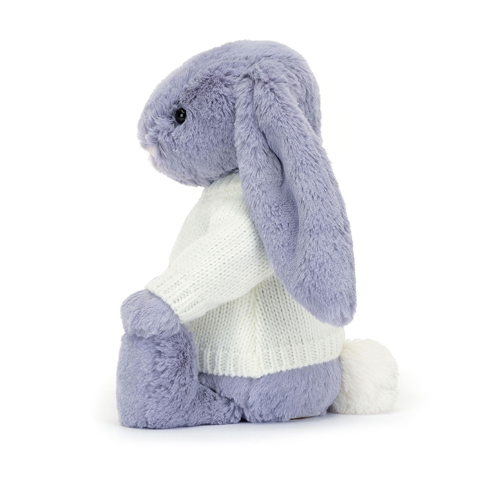 Bashful Viola Bunny with Personalised Cream Jumper - Official Jellycat