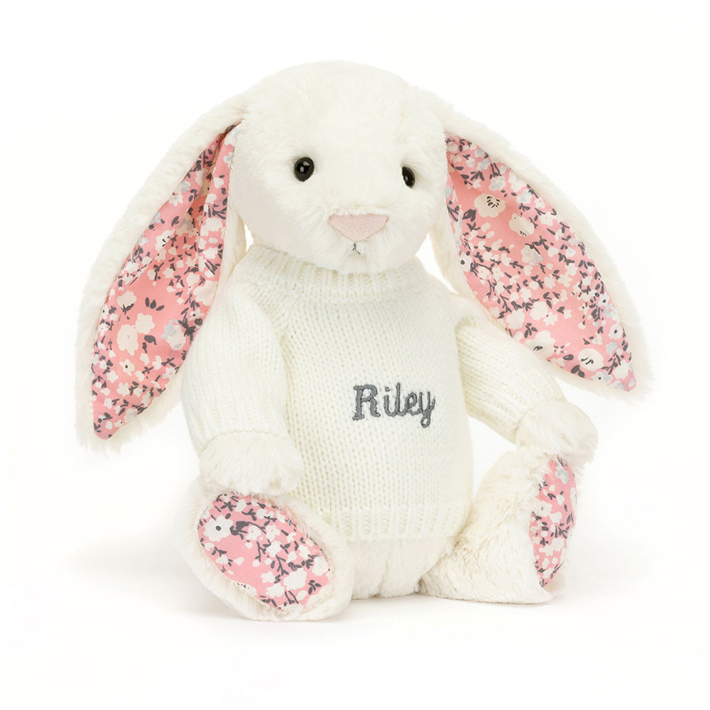 Blossom Cherry Bunny with Personalised Cream Jumper - Official