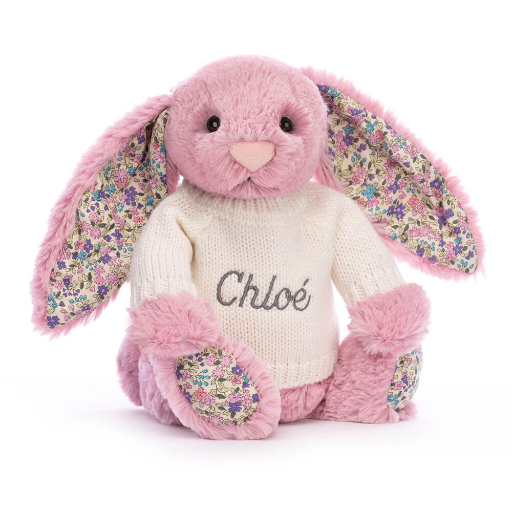 Blossom Tulip Bunny with Personalised Cream Jumper - Official Jellycat