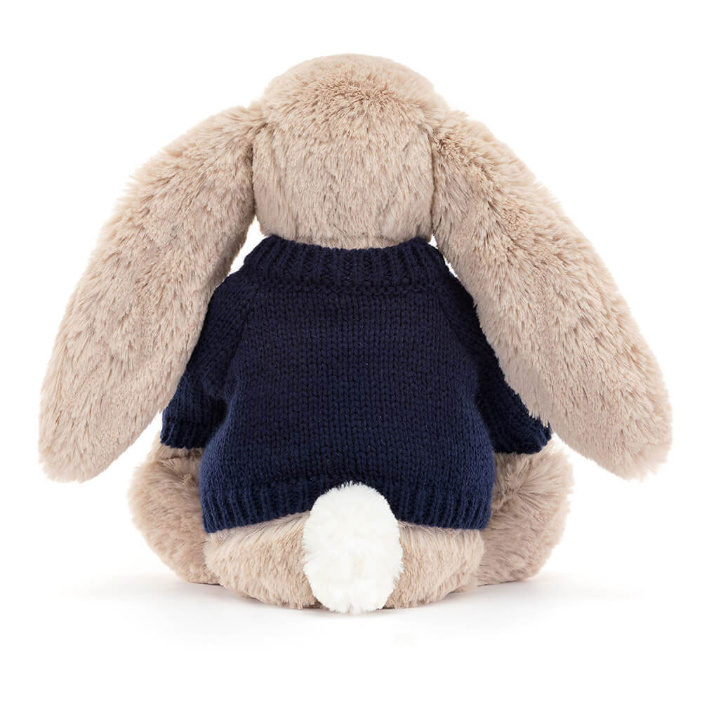 Bashful Beige Bunny with Personalised Navy Jumper, View 4