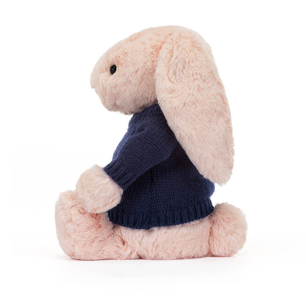 Bashful Blush Bunny with Personalised Navy Jumper, View 3