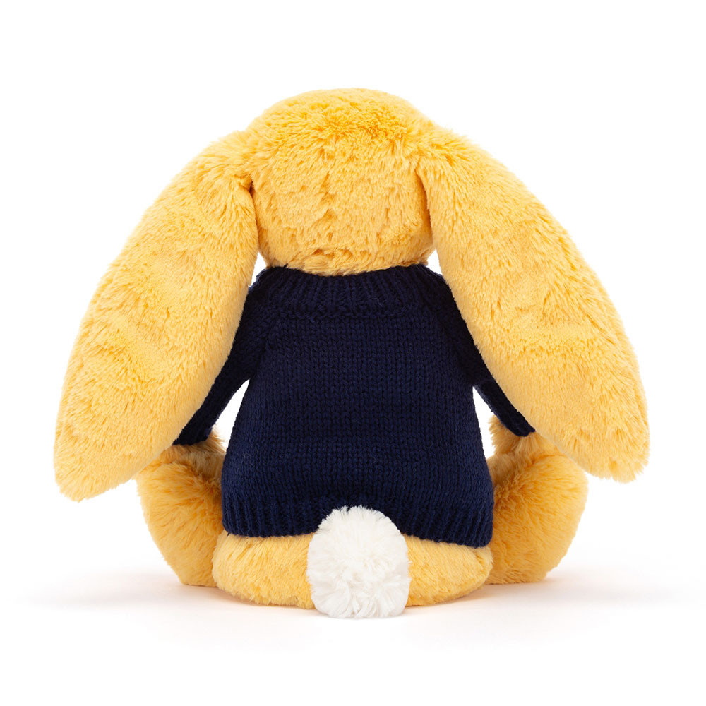 Bashful Sunshine Bunny with Personalised Navy Jumper, View 4