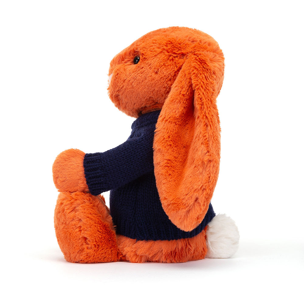 Bashful Tangerine Bunny with Personalised Navy Jumper, View 3