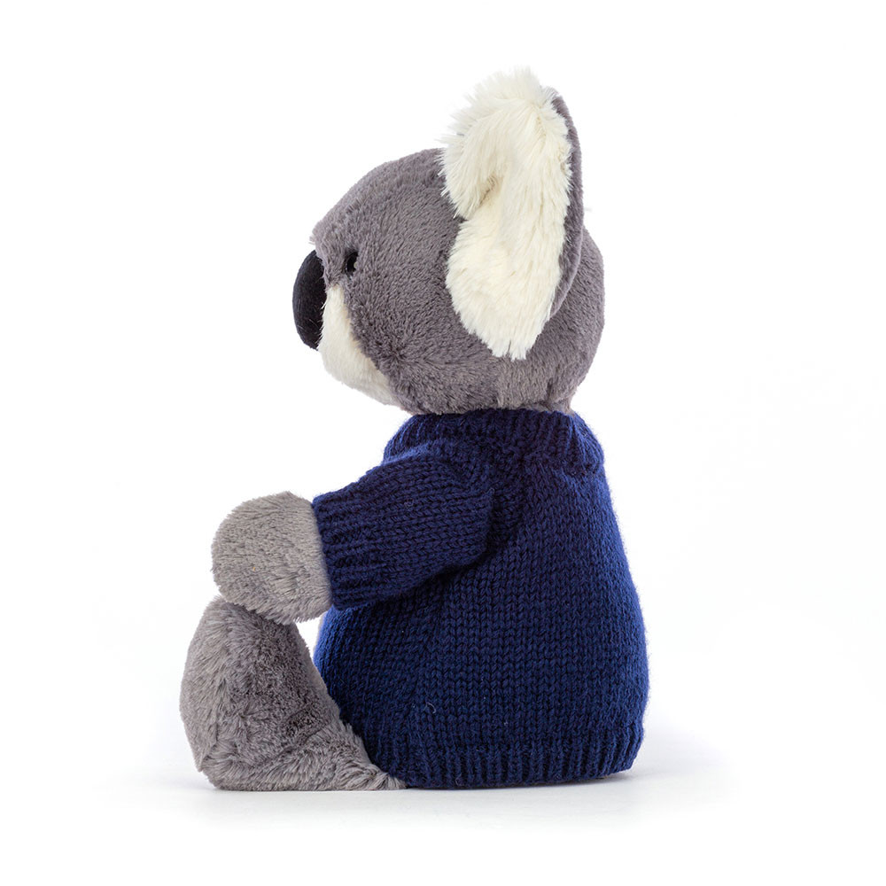 Bashful Koala with Personalised Navy Jumper, View 3