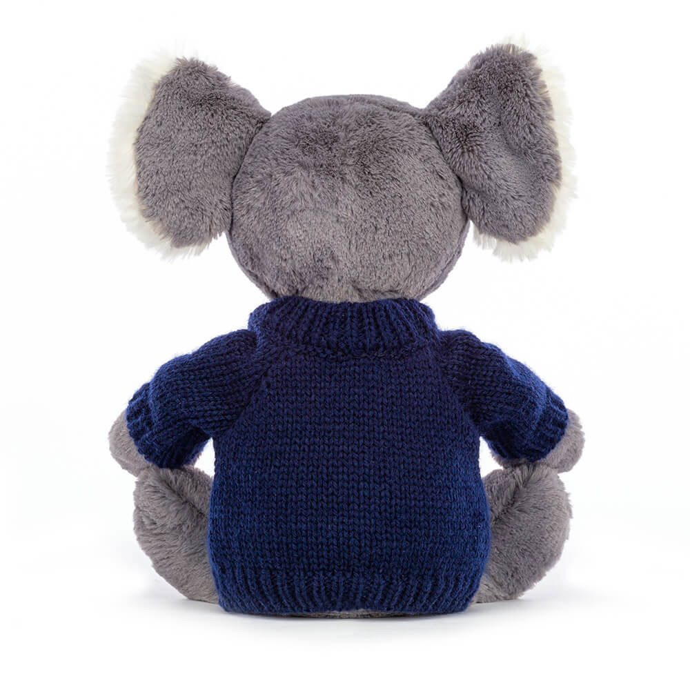 Bashful Koala with Personalised Navy Jumper, View 4
