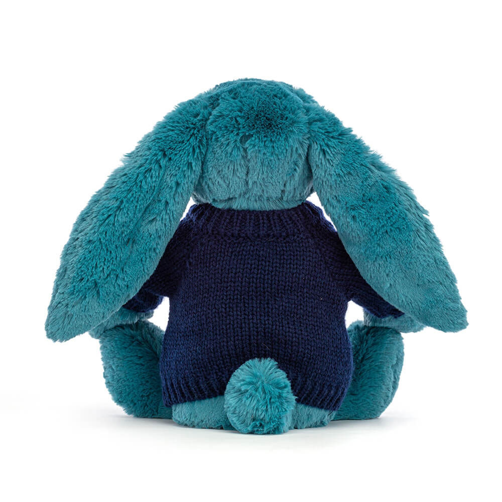 Bashful Mineral Blue Bunny with Personalised Navy Jumper, View 4