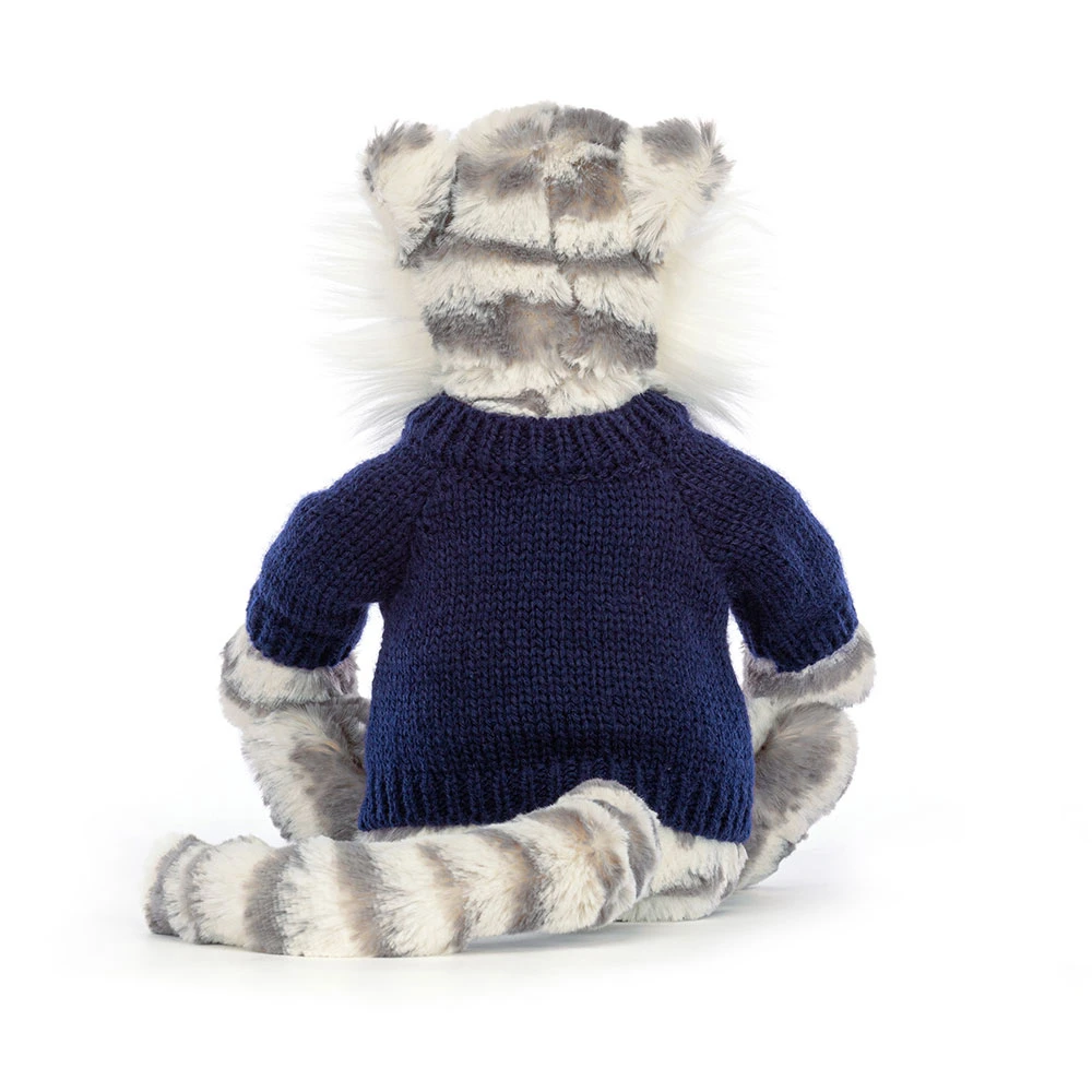Bashful Snow Tiger with Personalised Navy Jumper, View 4