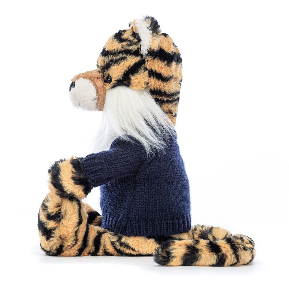 Bashful Tiger with Personalised Navy Jumper, View 3