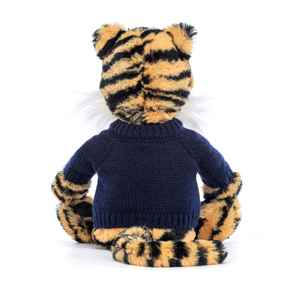 Bashful Tiger with Personalised Navy Jumper, View 4