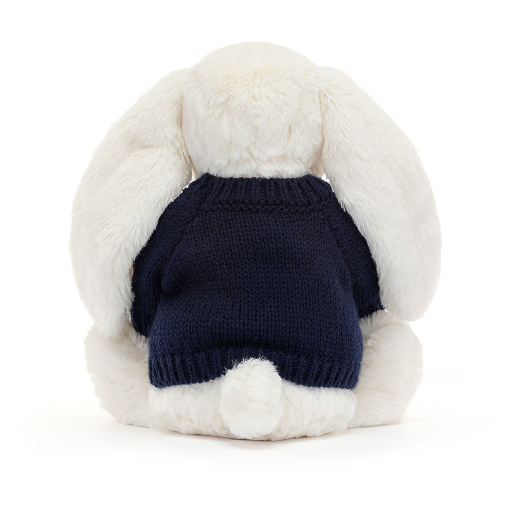Bashful Twinkle Bunny with Personalised Navy Jumper, View 4