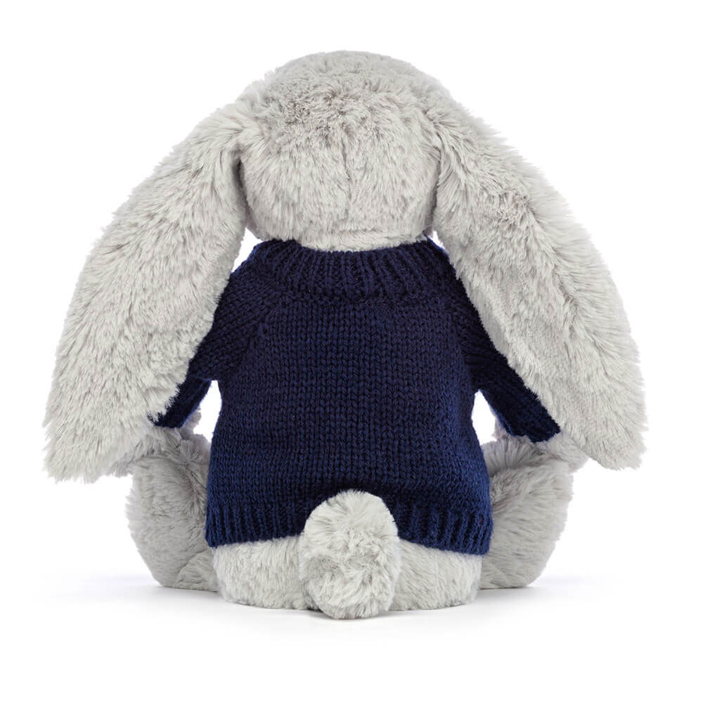 Blossom Silver Bunny with Personalised Navy Jumper, View 4