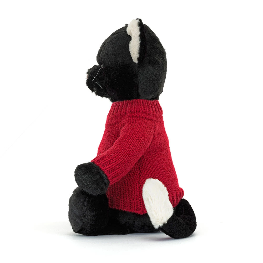 Bashful Black Kitten with Personalised Red Jumper, View 2