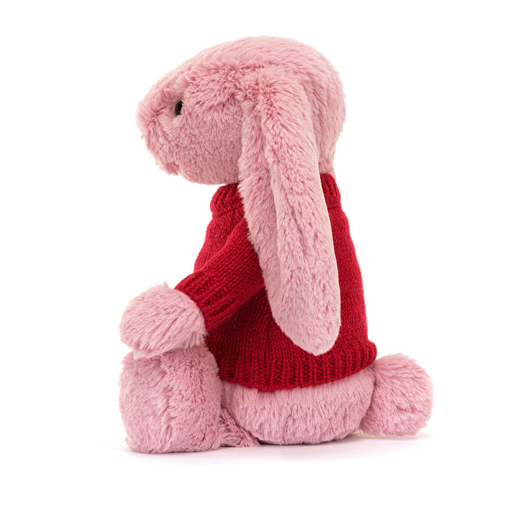Bashful Tulip Pink Bunny with Personalised Red Jumper, View 2