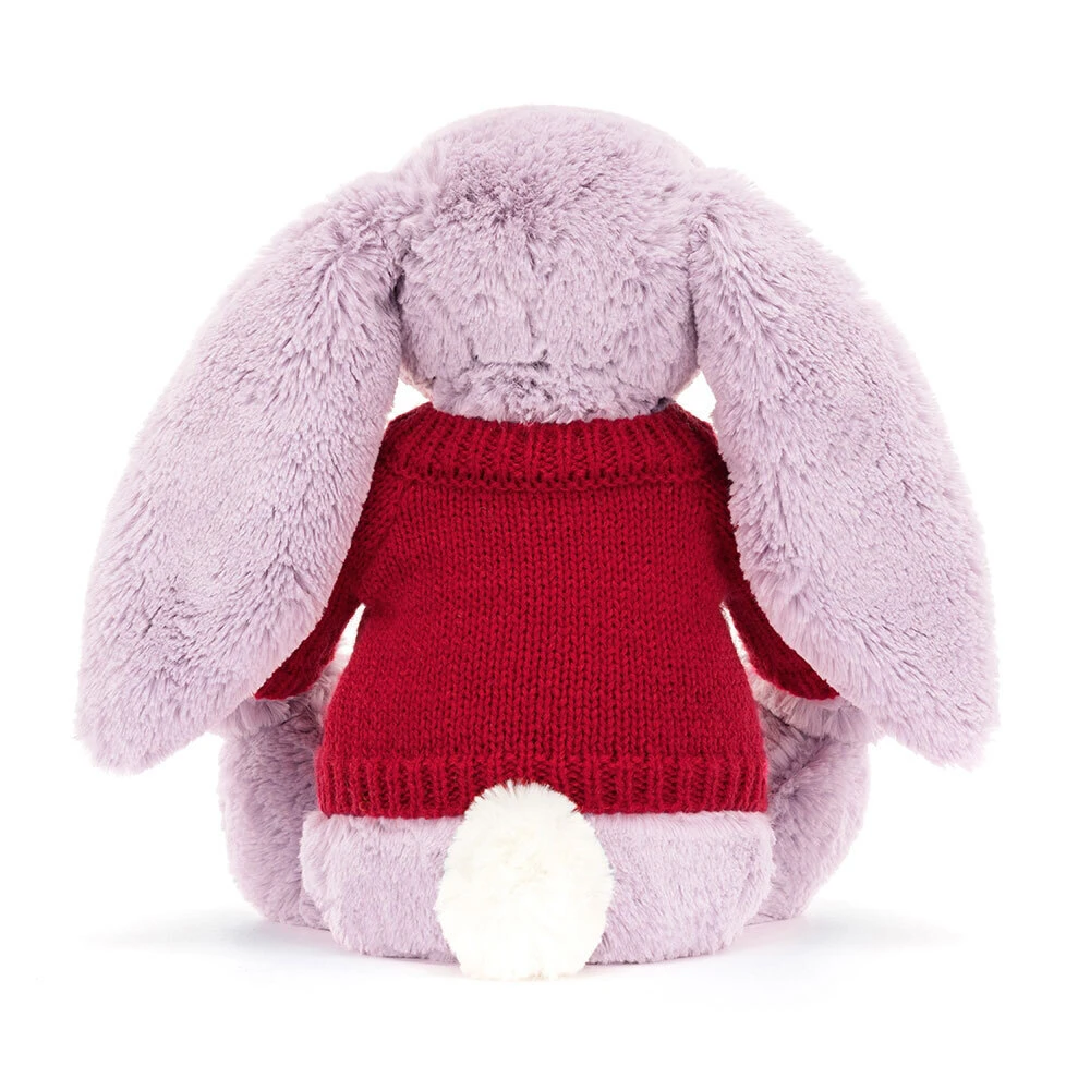 Bashful Lilac Bunny with Personalised Red Jumper, View 3