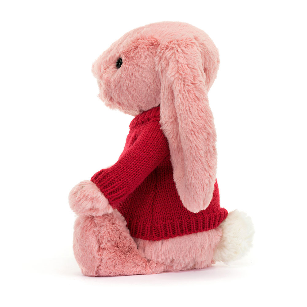 Bashful Petal Bunny with Personalised Red Jumper, View 2