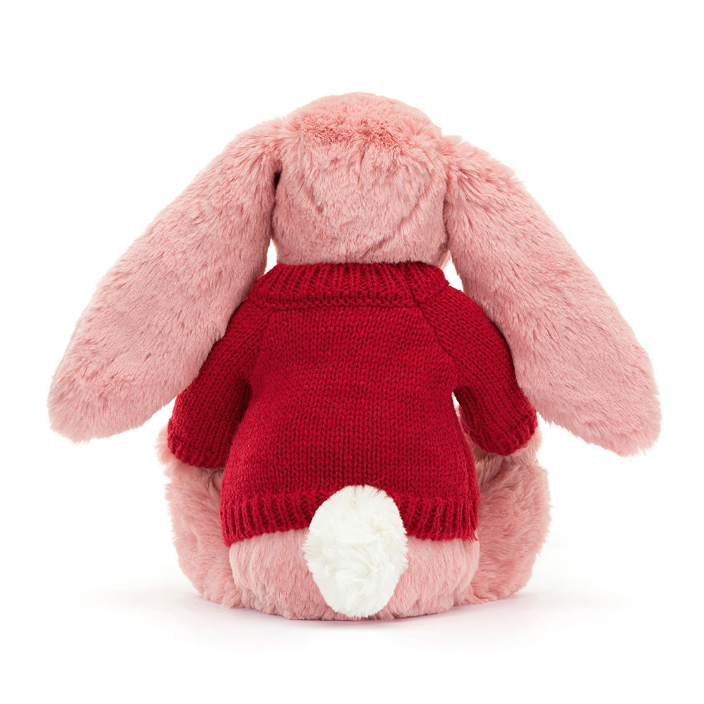 Bashful Petal Bunny with Personalised Red Jumper, View 3