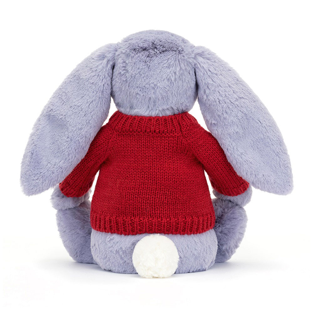 Bashful Viola Bunny with Personalised Red Jumper - Official Jellycat