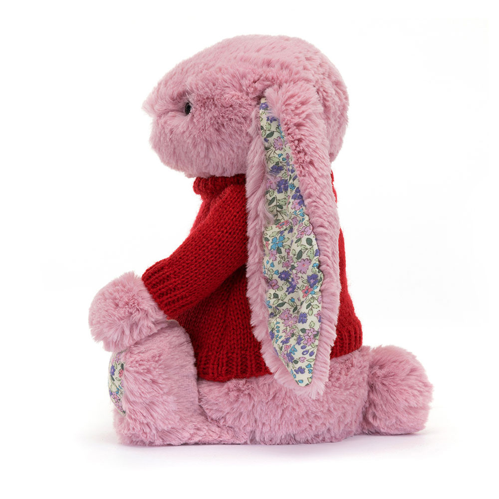 Blossom Tulip Bunny with Personalised Red Jumper - Official Jellycat