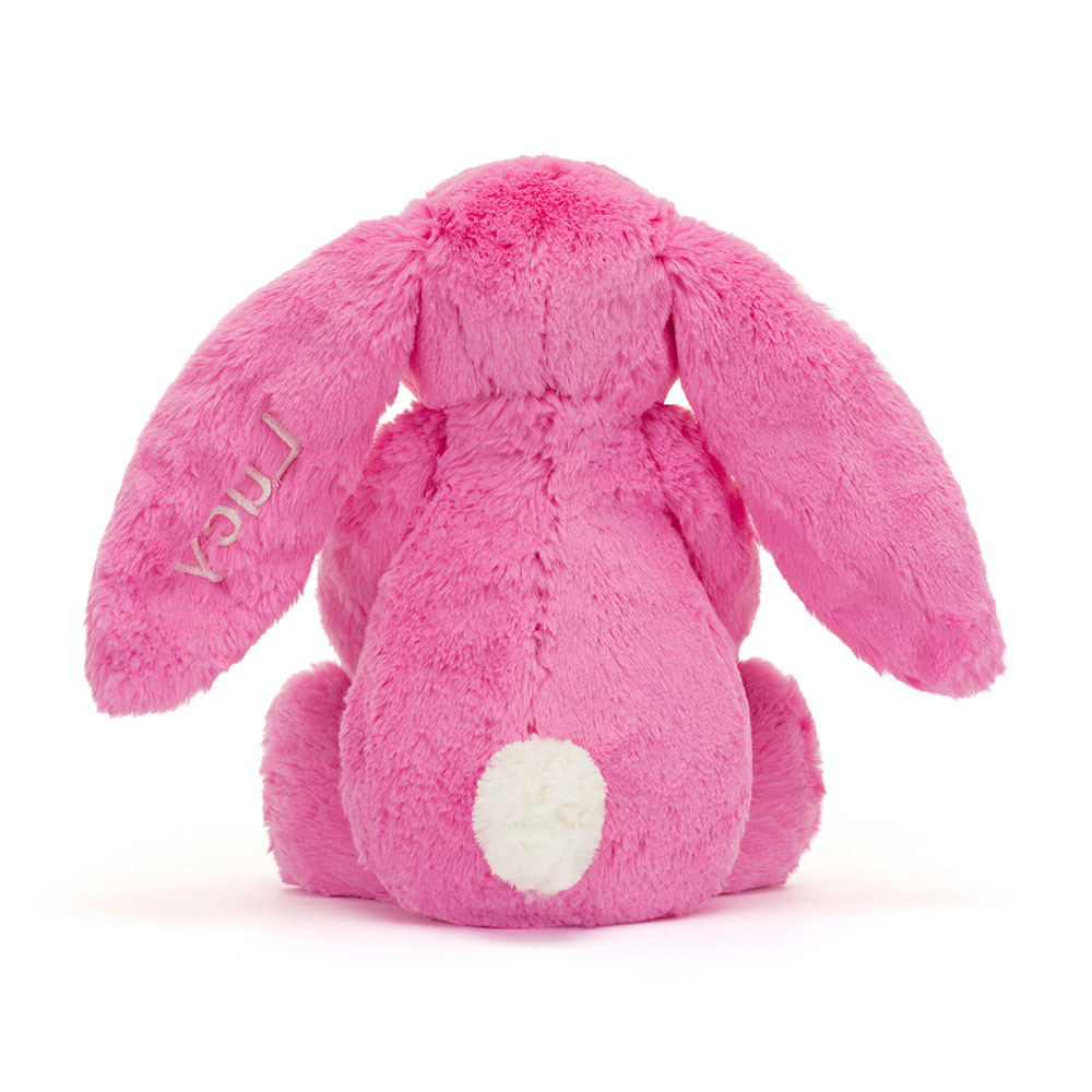Personalised Bashful Hot Pink Bunny Medium, View 3