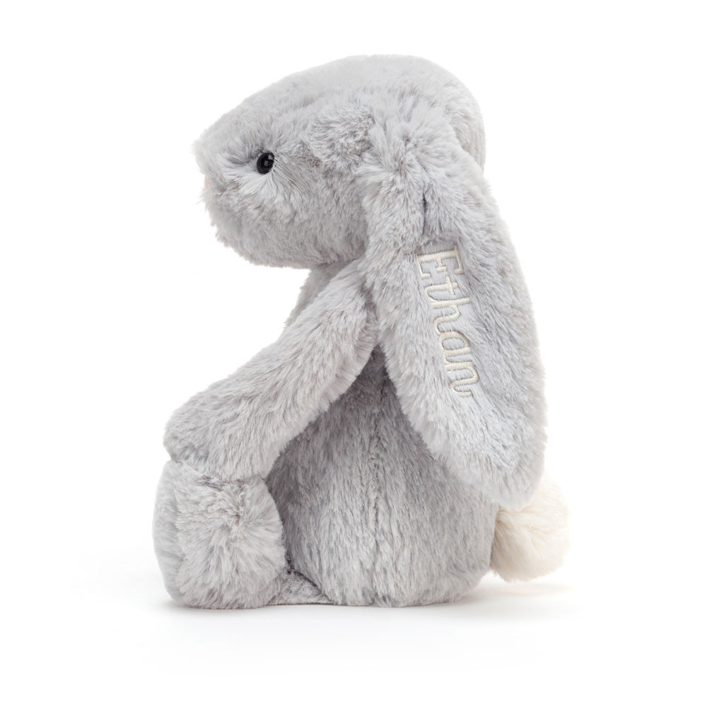 Personalised Bashful Silver Bunny Medium - Official Jellycat