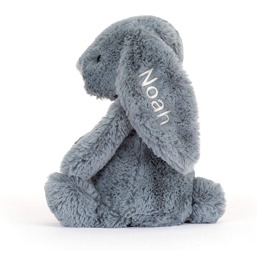 新品タグ付き ジェリーキャットBashful Dusky Blue Bunny Personalised Bashful Dusky Blue Bunny Medium - Official Jellycat