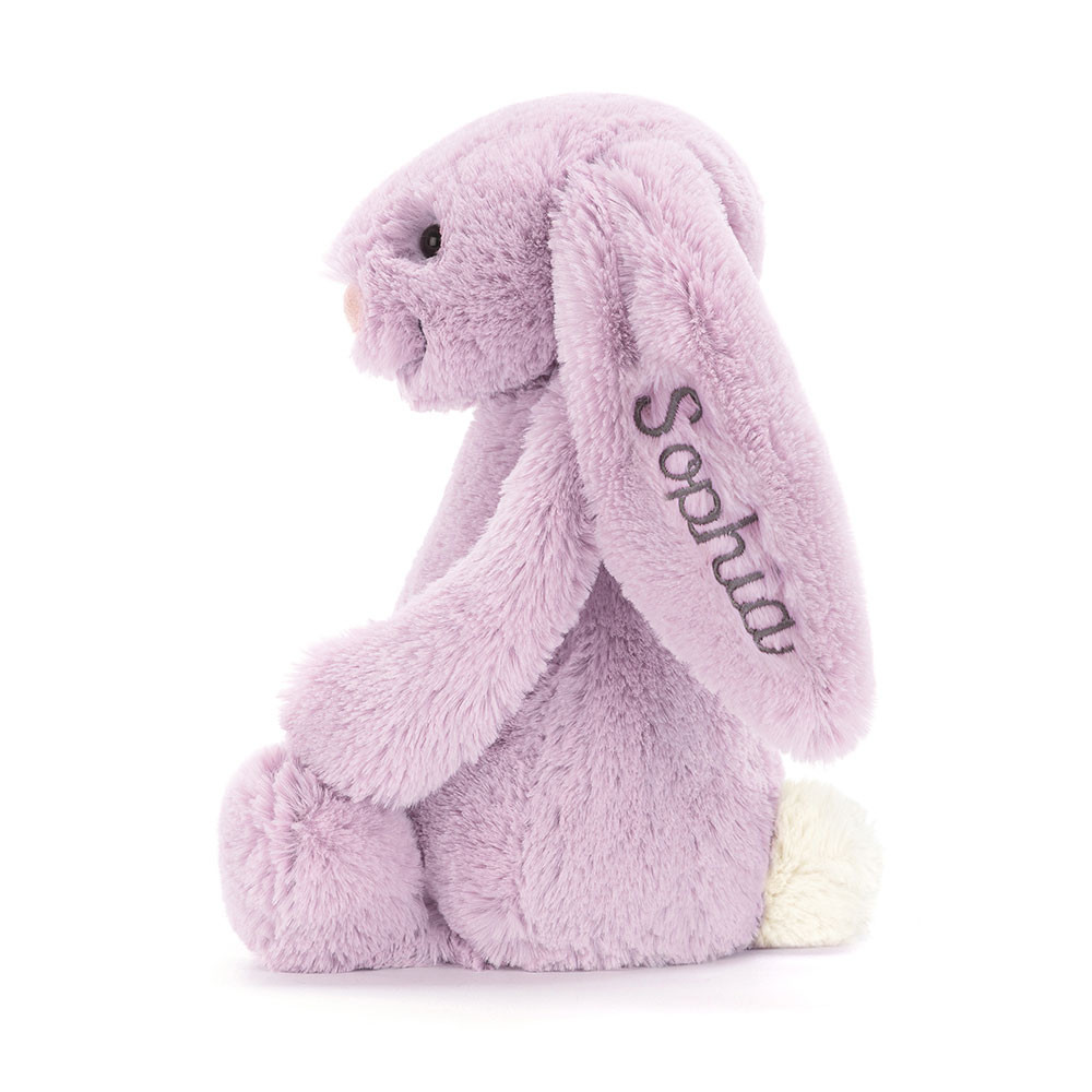 Personalised Bashful Lilac Bunny Medium, View 3