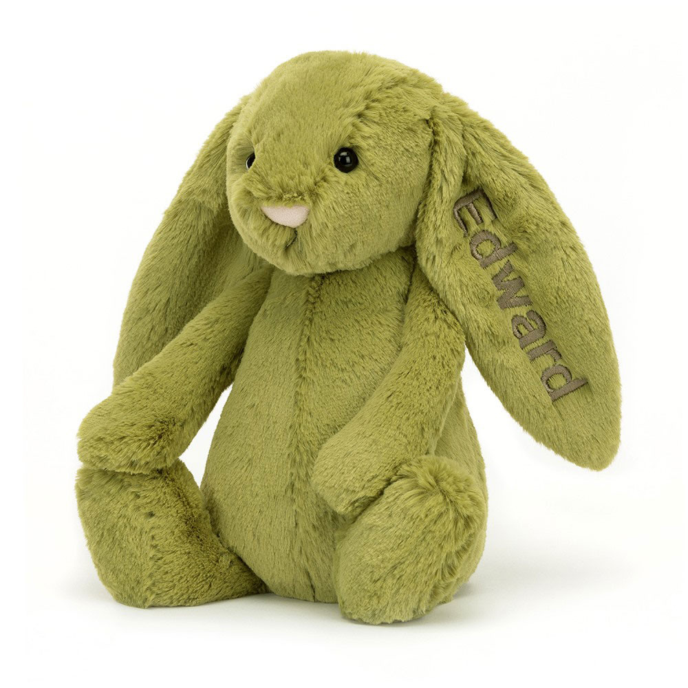  Bashful Moss Bunny 緑　うさぎ　ぬいぐるみ Personalised Bashful Moss Bunny Medium - Official Jellycat