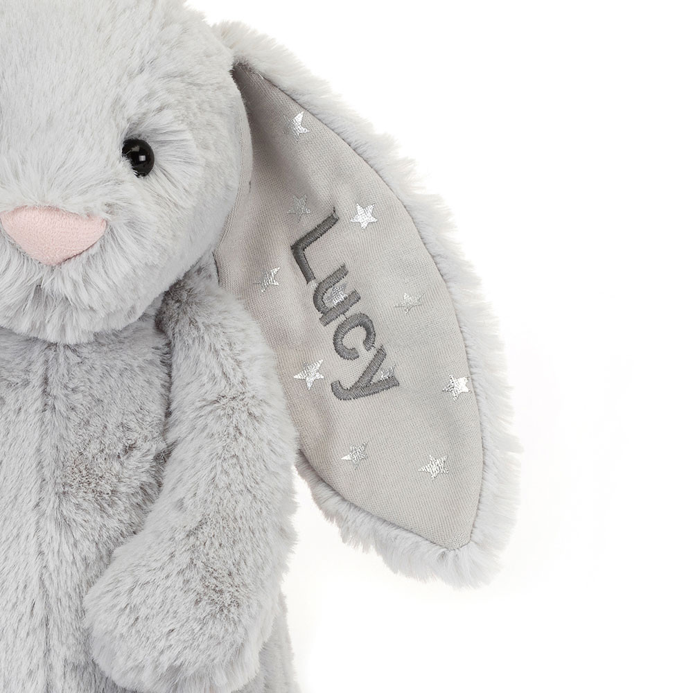 Personalised Bashful Shimmer Bunny Medium, View 2
