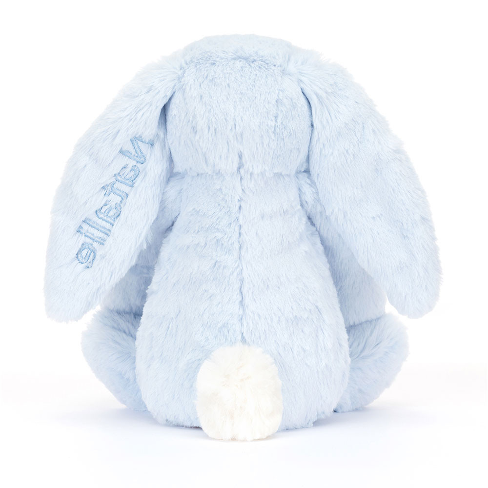 Personalised Bashful Blue Bunny Medium, View 4