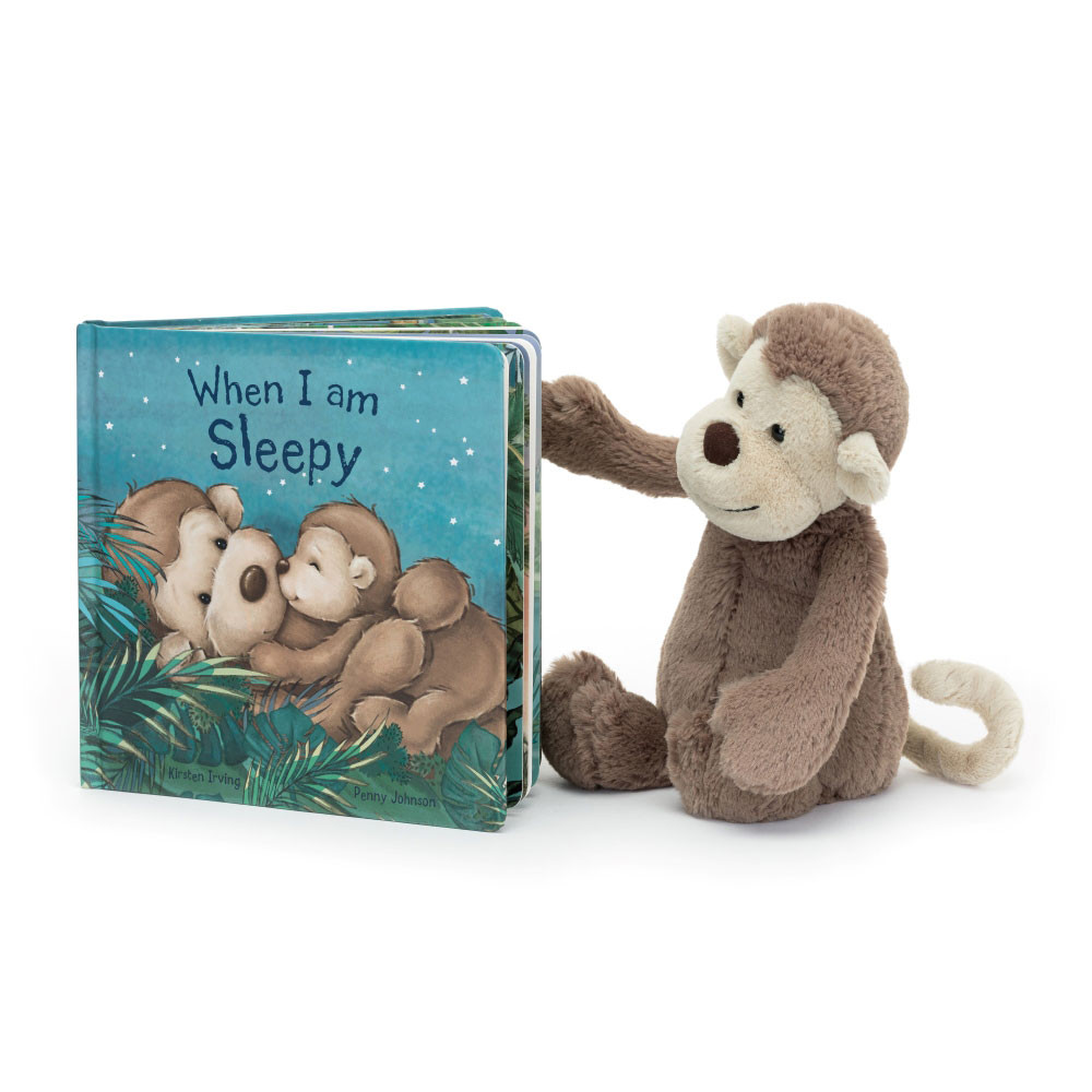 When I Am Sleepy Book and Bashful Monkey Official Jellycat