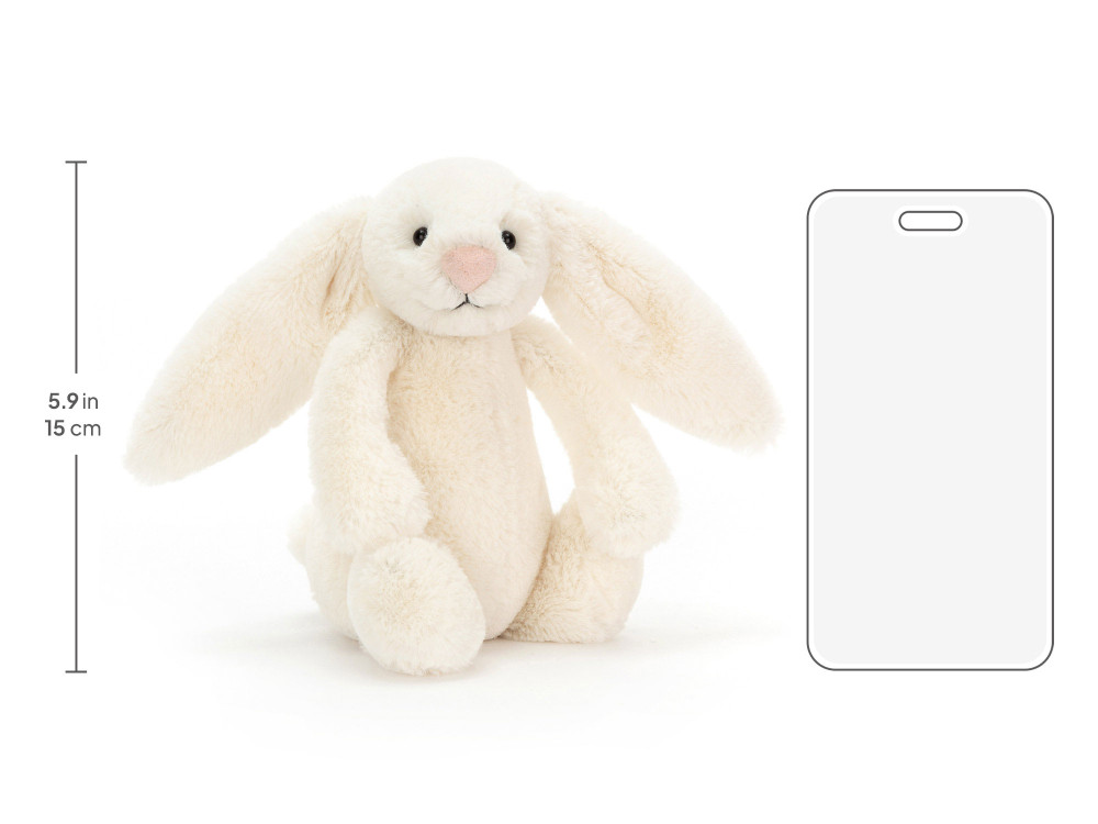 Bashful Cream Bunny Small, size chart