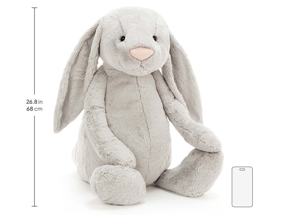Bashful Silver Bunny Giant, size chart