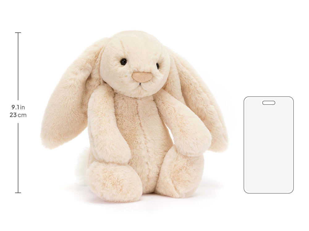 Bashful Luxe Bunny Willow Medium, size chart