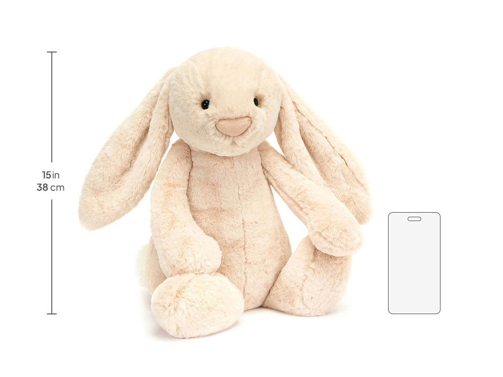 Bashful Luxe Bunny Willow Huge, size chart