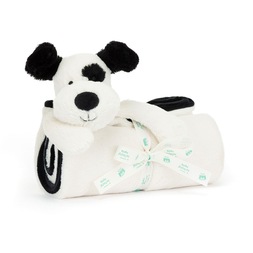 Bashful Rufferty Black & Cream Puppy Blankie - Official Jellycat