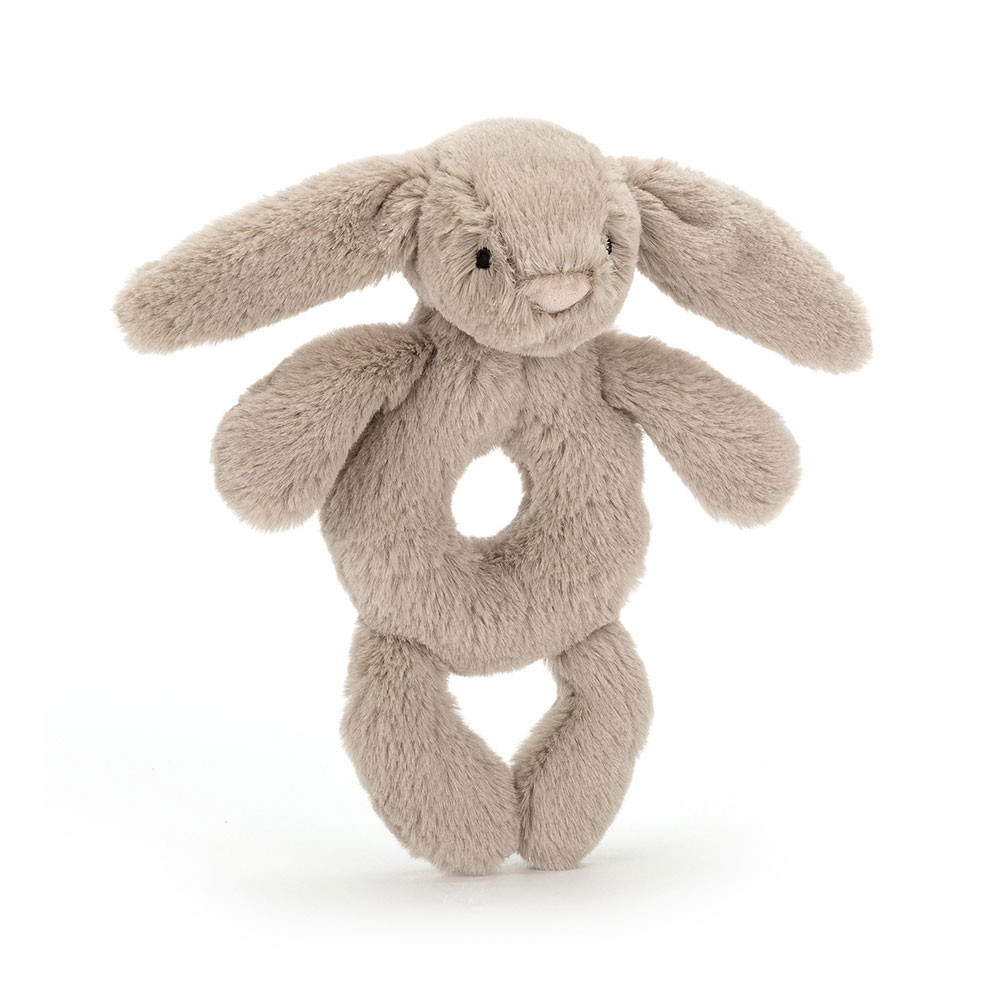 Bashful Beige Bunny Ring Rattle, View 1