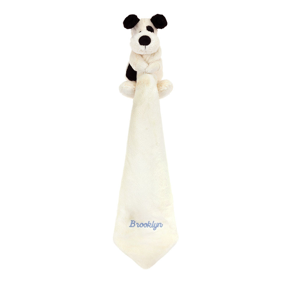 Personalised Bashful Black & Cream Puppy Soother