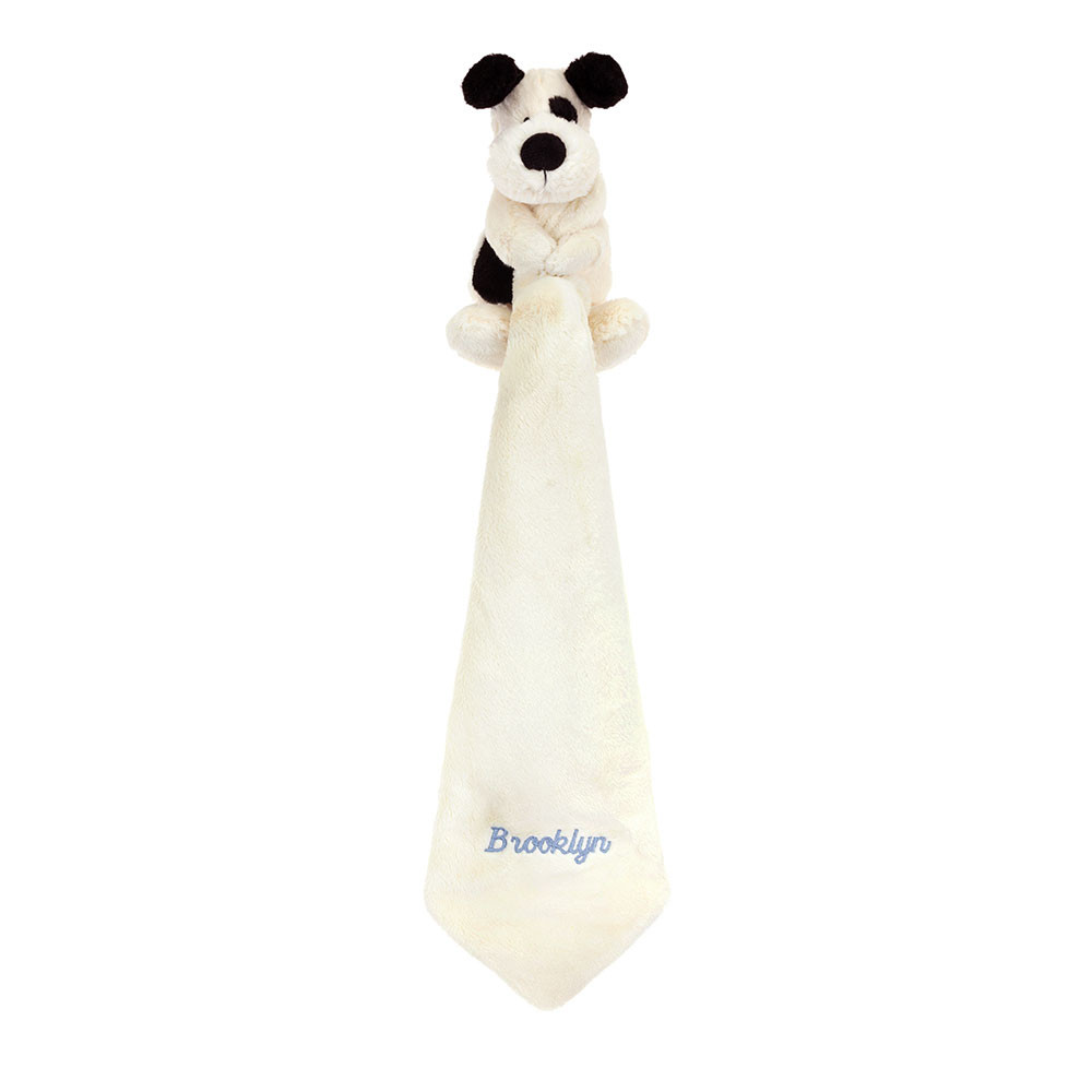 Personalised Bashful Black & Cream Puppy Soother, View 3
